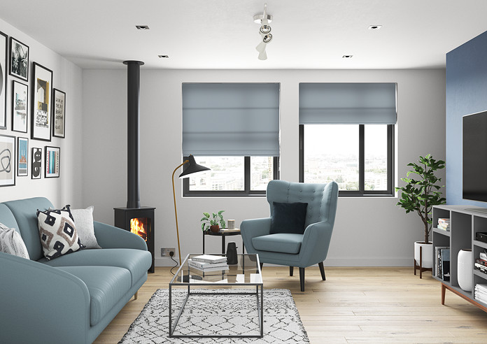 Faux Suede, Duckegg - Roman Blind - Image 5
